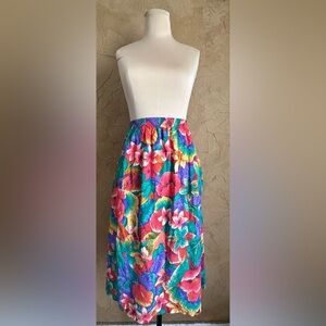 Sag Harbor Multicolor Tropical Floral A-Line Skirt